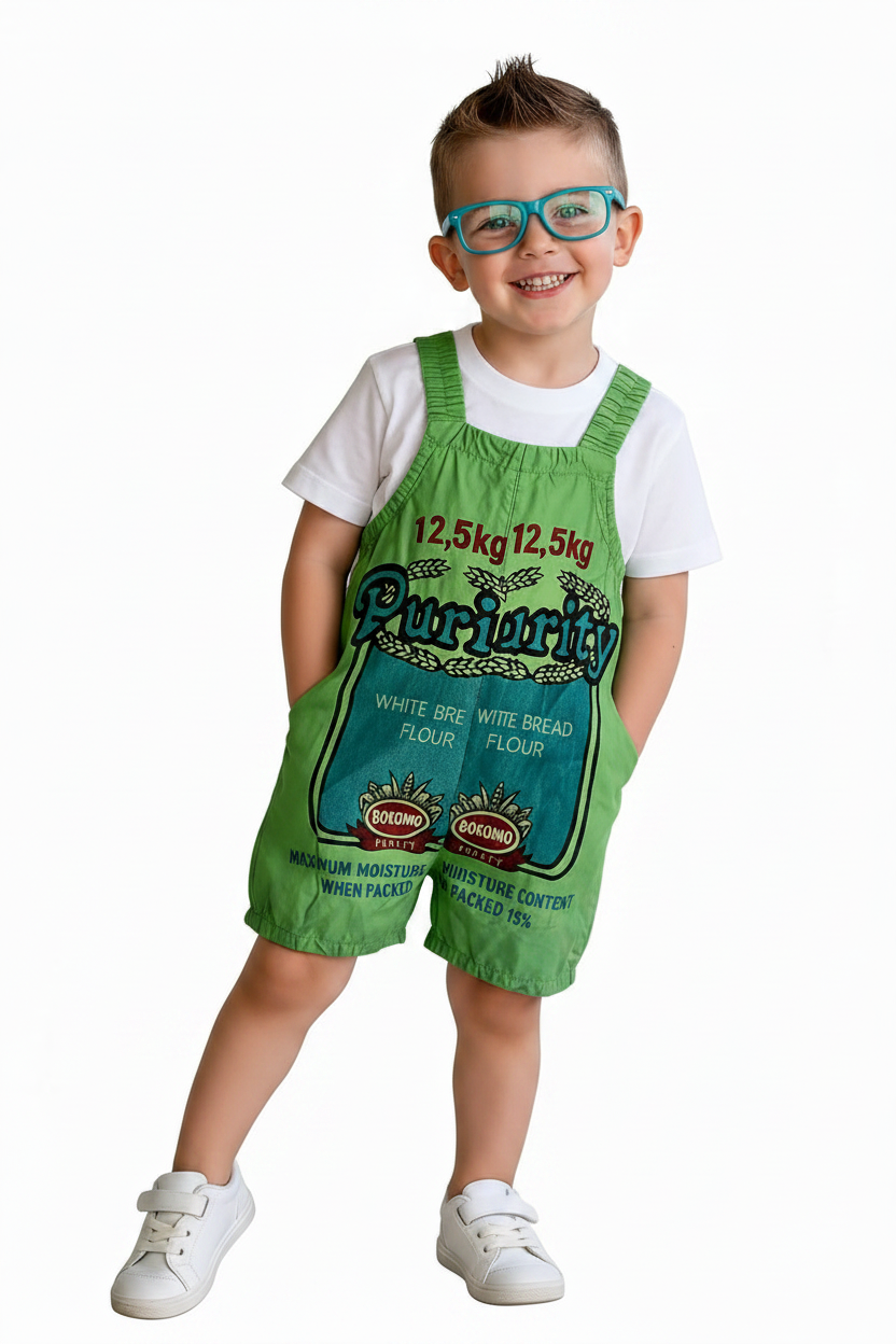 Dungarees - Green boy with glasses