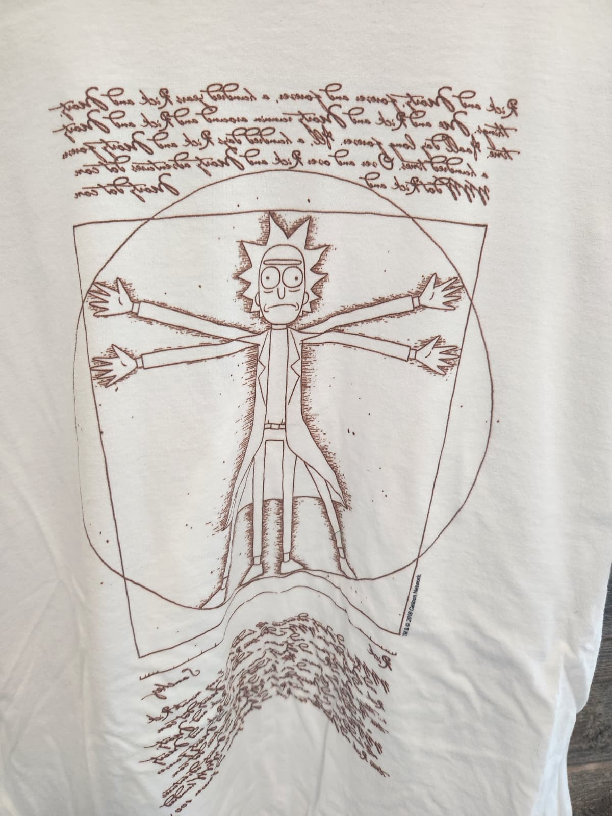 White and Brown Rick & Morty Graphic T-Shirt – 2XL