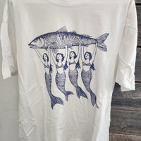 White Mermaid and Fish T-Shirt – 2XL
