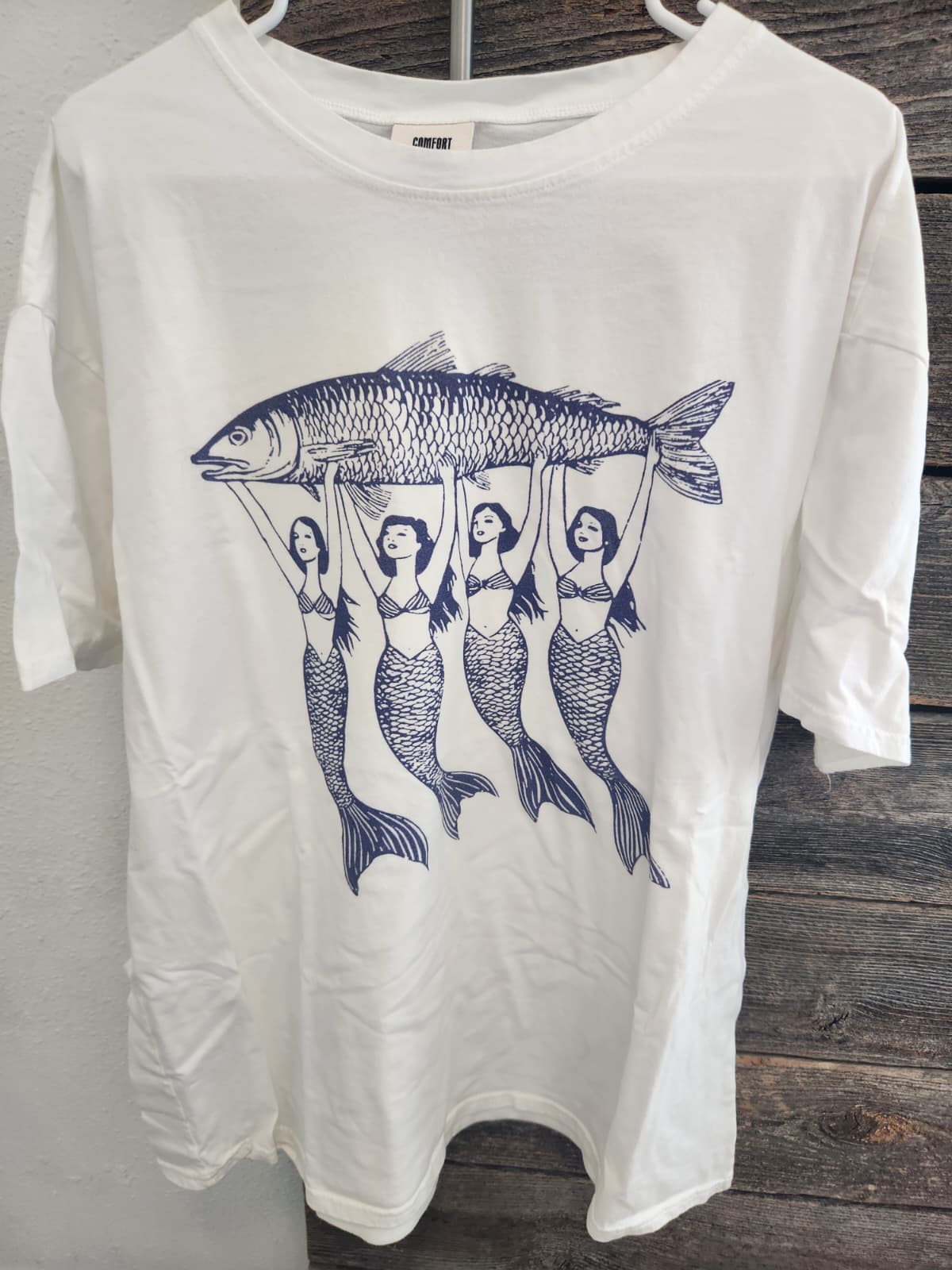 White Mermaid and Fish T-Shirt – 2XL