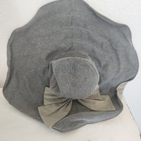Grey Wide-Brim Hat with Bow